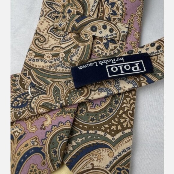 Vintage Polo Ralph Lauren Purple Paisley Silk Neck Tie Made In USA - Picture 4 of 5